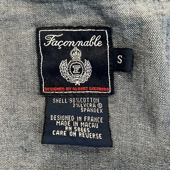 Faconnable Jean Jacket Y2K Fitted Stretch Denim Distressed Vintage Wash Size S - Picture 9 of 14